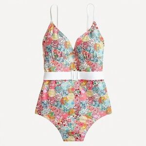 J Crew Belted one-piece in Liberty® Patchwork Dream floral with belt Size 8